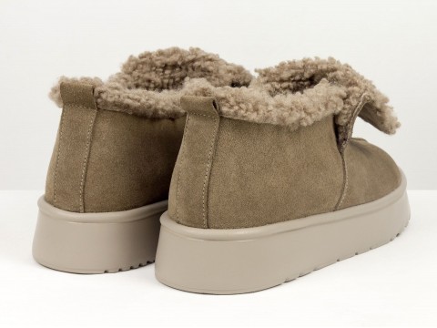 Женские замшевые зимние ботинки с мехом Gino Figini