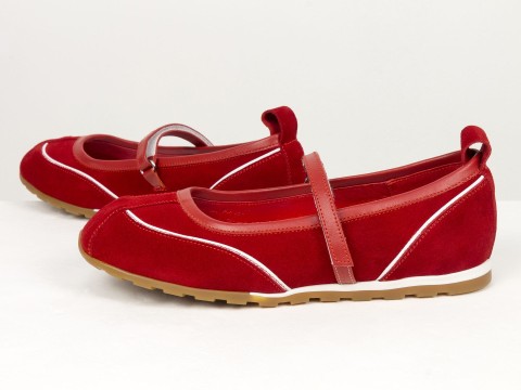 Жіночі червоні замшеві Mary Jane балетки Gino Figini, фото 6