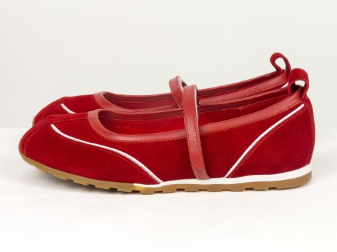 Жіночі червоні замшеві Mary Jane балетки Gino Figini