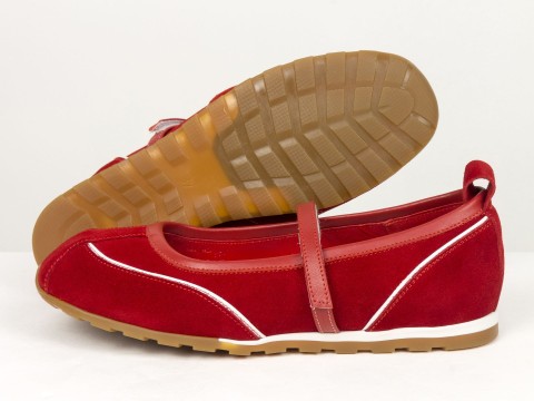 Жіночі червоні замшеві Mary Jane балетки Gino Figini, фото 7