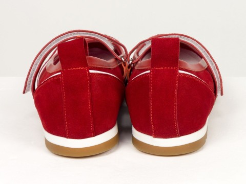 Жіночі червоні замшеві Mary Jane балетки Gino Figini, фото 8
