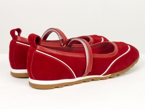 Жіночі червоні замшеві Mary Jane балетки Gino Figini, фото 10