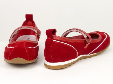 Жіночі червоні замшеві Mary Jane балетки Gino Figini, фото 11