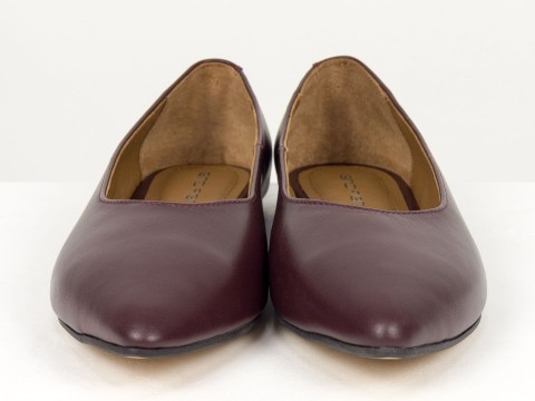 Жіночі базові шкіряні балетки бордового кольору Gino Figini, фото 5
