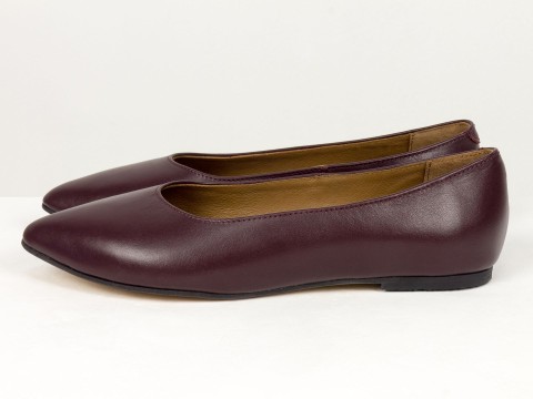 Женские базовые кожаные балетки бордового цвета Gino Figini