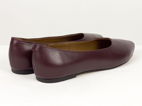 Жіночі базові шкіряні балетки бордового кольору Gino Figini, фото 10
