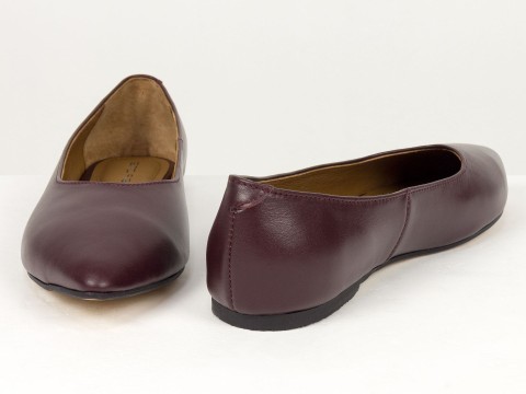 Жіночі базові шкіряні балетки бордового кольору Gino Figini, фото 7