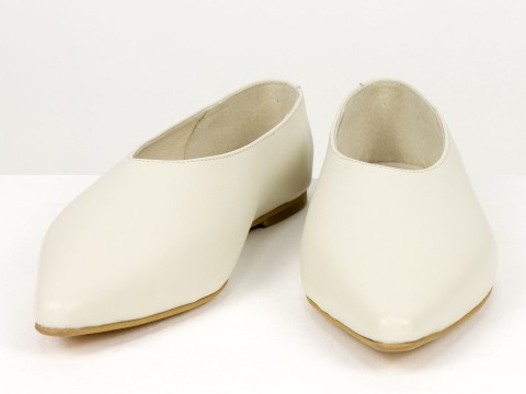 Жіночі балетки молочного кольору з натуральної шкіри Gino Figini, фото 6