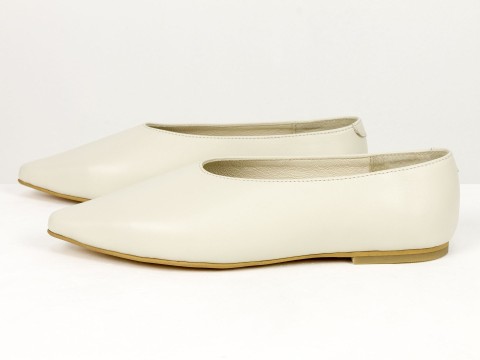 Жіночі балетки молочного кольору з натуральної шкіри Gino Figini, фото 8