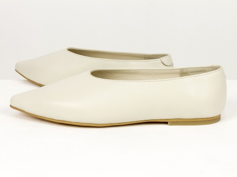 Жіночі балетки молочного кольору з натуральної шкіри Gino Figini, фото 9