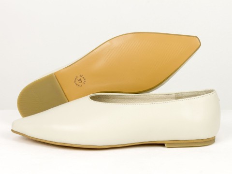Жіночі балетки молочного кольору з натуральної шкіри Gino Figini, фото 4