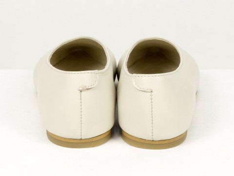 Жіночі балетки молочного кольору з натуральної шкіри Gino Figini, фото 12