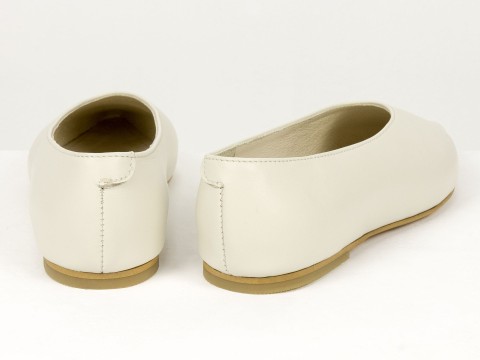 Жіночі балетки молочного кольору з натуральної шкіри Gino Figini, фото 11