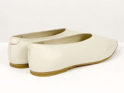 Жіночі балетки молочного кольору з натуральної шкіри Gino Figini, фото 10
