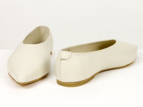 Жіночі балетки молочного кольору з натуральної шкіри Gino Figini, фото 7
