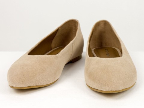 Жіночі базові замшеві балетки персикового кольору Gino Figini, фото 2