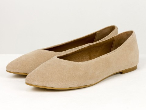 Жіночі базові замшеві балетки персикового кольору Gino Figini, фото 3