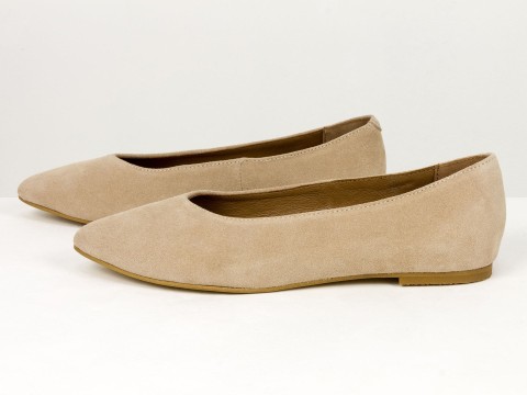 Жіночі базові замшеві балетки персикового кольору Gino Figini, фото 4