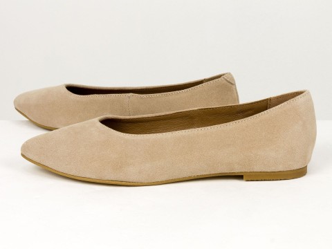 Жіночі базові замшеві балетки персикового кольору Gino Figini, фото 5