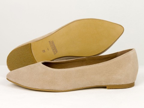 Жіночі базові замшеві балетки персикового кольору Gino Figini, фото 6