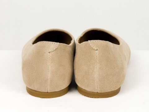 Жіночі базові замшеві балетки персикового кольору Gino Figini, фото 7