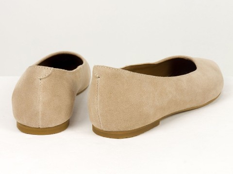 Жіночі базові замшеві балетки персикового кольору Gino Figini, фото 8