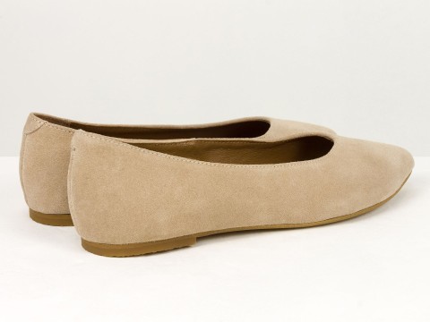 Жіночі базові замшеві балетки персикового кольору Gino Figini, фото 9