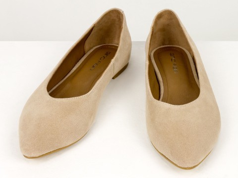 Жіночі базові замшеві балетки персикового кольору Gino Figini, фото 11