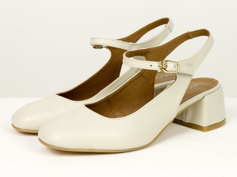 Жіночі молочні туфлі Mary Jane з ремінцем Gino Figini, фото 3