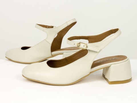 Жіночі молочні туфлі Mary Jane з ремінцем Gino Figini, фото 9