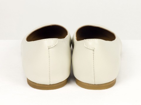 Жіночі базові шкіряні балетки молочного кольору Gino Figini, фото 11