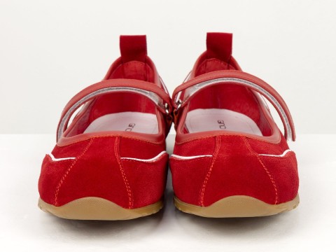 Жіночі червоні замшеві Mary Jane балетки Gino Figini, фото 2