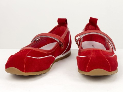Жіночі червоні замшеві Mary Jane балетки Gino Figini, фото 3