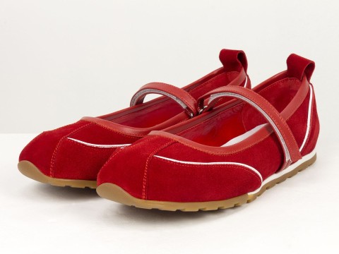 Жіночі червоні замшеві Mary Jane балетки Gino Figini, фото 4