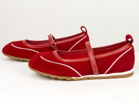 Жіночі червоні замшеві Mary Jane балетки Gino Figini, фото 5