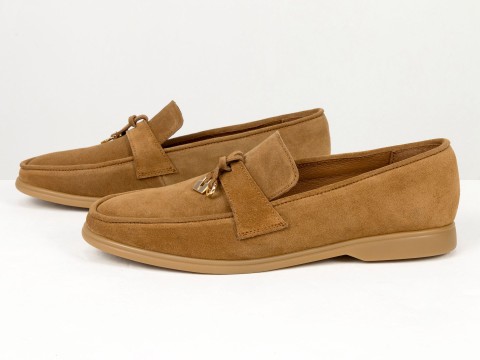 Вишукані жіночі лофери з натуральної замші кольору "кориця" Gino Figini, фото 8