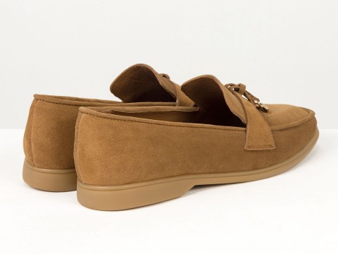 Вишукані жіночі лофери з натуральної замші кольору "кориця" Gino Figini, фото 10