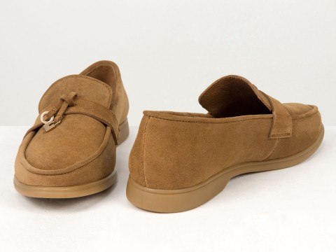 Вишукані жіночі лофери з натуральної замші кольору "кориця" Gino Figini, фото 7