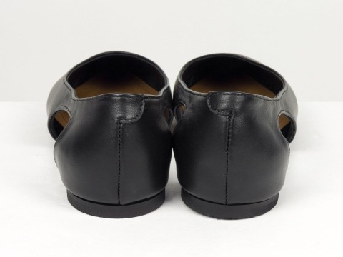 Елегантні балетки з натуральної шкіри у чорному кольорі з боковими вирізами Gino Figini, фото 9