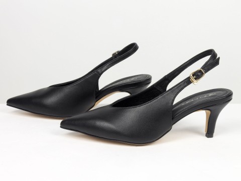 Елегантні чорні туфлі-слінгбеки на зручних підборах Gino Figini, фото 8