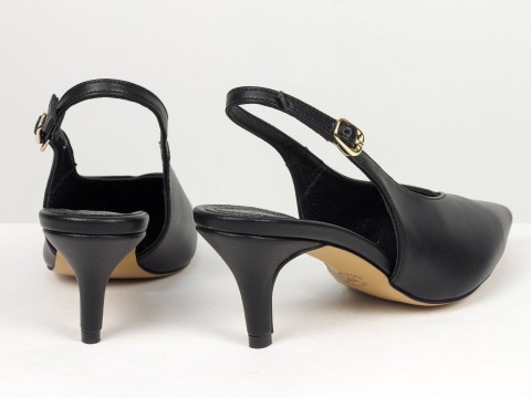 Елегантні чорні туфлі-слінгбеки на зручних підборах Gino Figini, фото 10