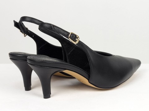 Елегантні чорні туфлі-слінгбеки на зручних підборах Gino Figini, фото 9