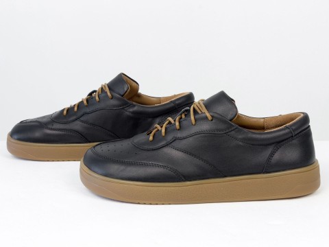 Жіночі анатомічні  кеди з натуральної шкіри чорного кольору з перфорацією Gino Figini, фото 7