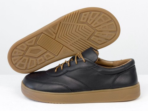 Жіночі анатомічні  кеди з натуральної шкіри чорного кольору з перфорацією Gino Figini, фото 3