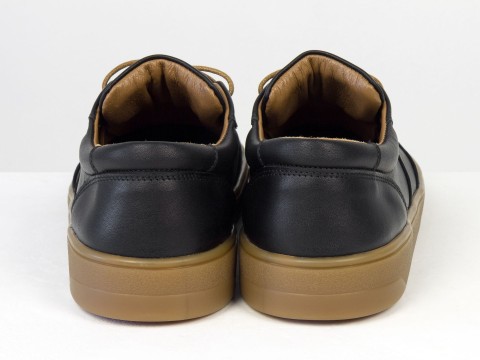 Жіночі анатомічні  кеди з натуральної шкіри чорного кольору з перфорацією Gino Figini, фото 10