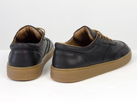 Жіночі анатомічні  кеди з натуральної шкіри чорного кольору з перфорацією Gino Figini, фото 9