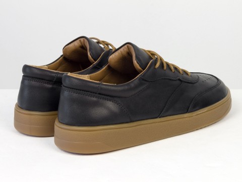 Жіночі анатомічні  кеди з натуральної шкіри чорного кольору з перфорацією Gino Figini, фото 8