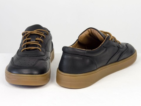 Жіночі анатомічні  кеди з натуральної шкіри чорного кольору з перфорацією Gino Figini, фото 6