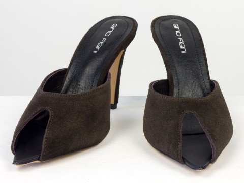 Женские замшевые туфли коричневого цвета Gino Figini, фото 2