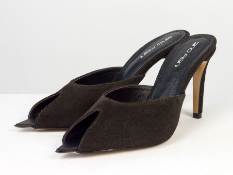 Женские замшевые туфли коричневого цвета Gino Figini, фото 3